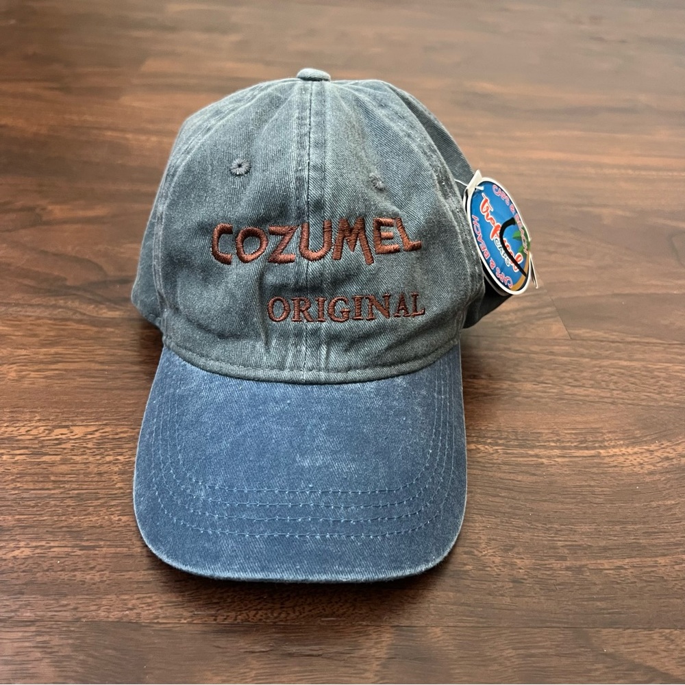 Cozumel Mexico Embroidered Adjustable Hat Cap Unisex Gray & Blue NWT